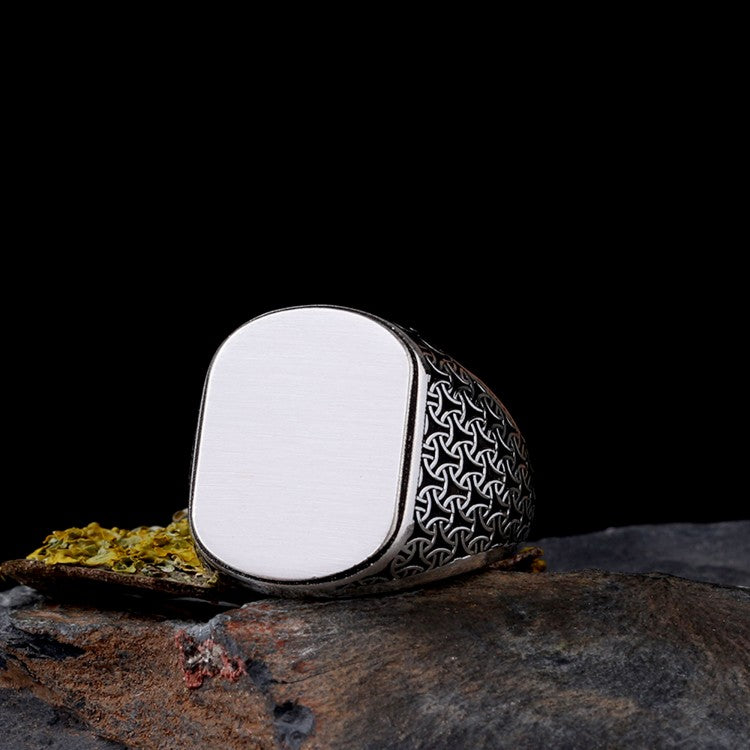 925 Sterling Silver Herrenring mit eigenem Namensgravur
