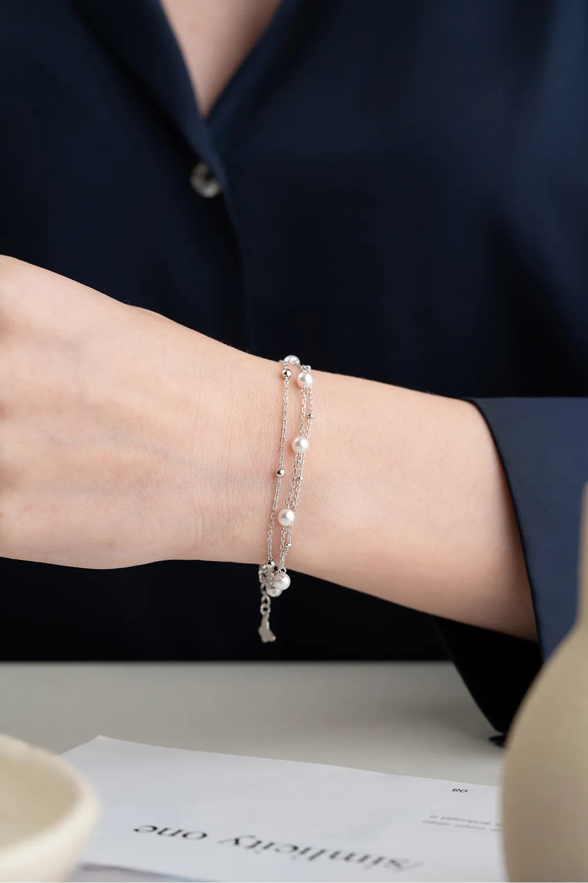 Parel Armband van 925 Sterling Zilver - by LYDIAN