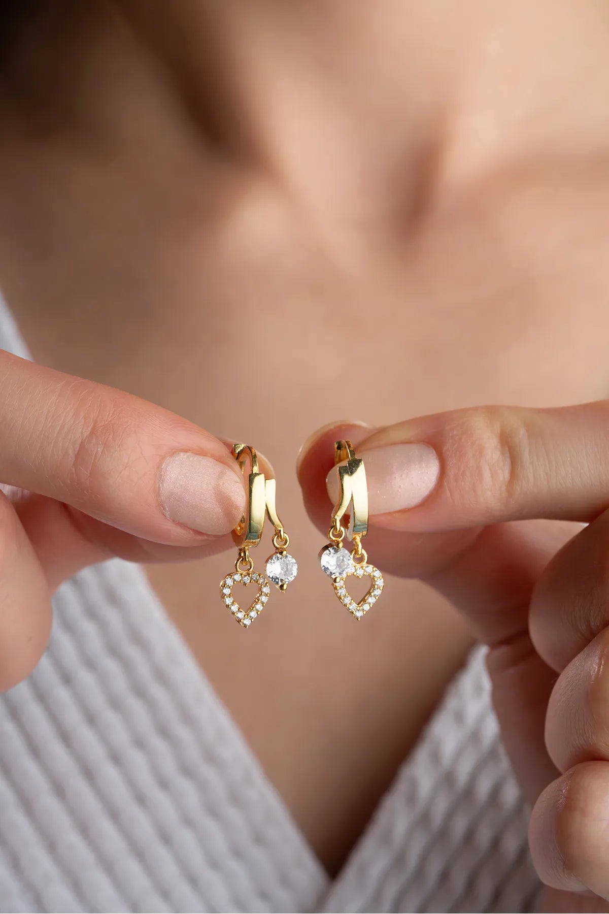 Double Heart Glow – 925 Sterling Zilver Oorbellen