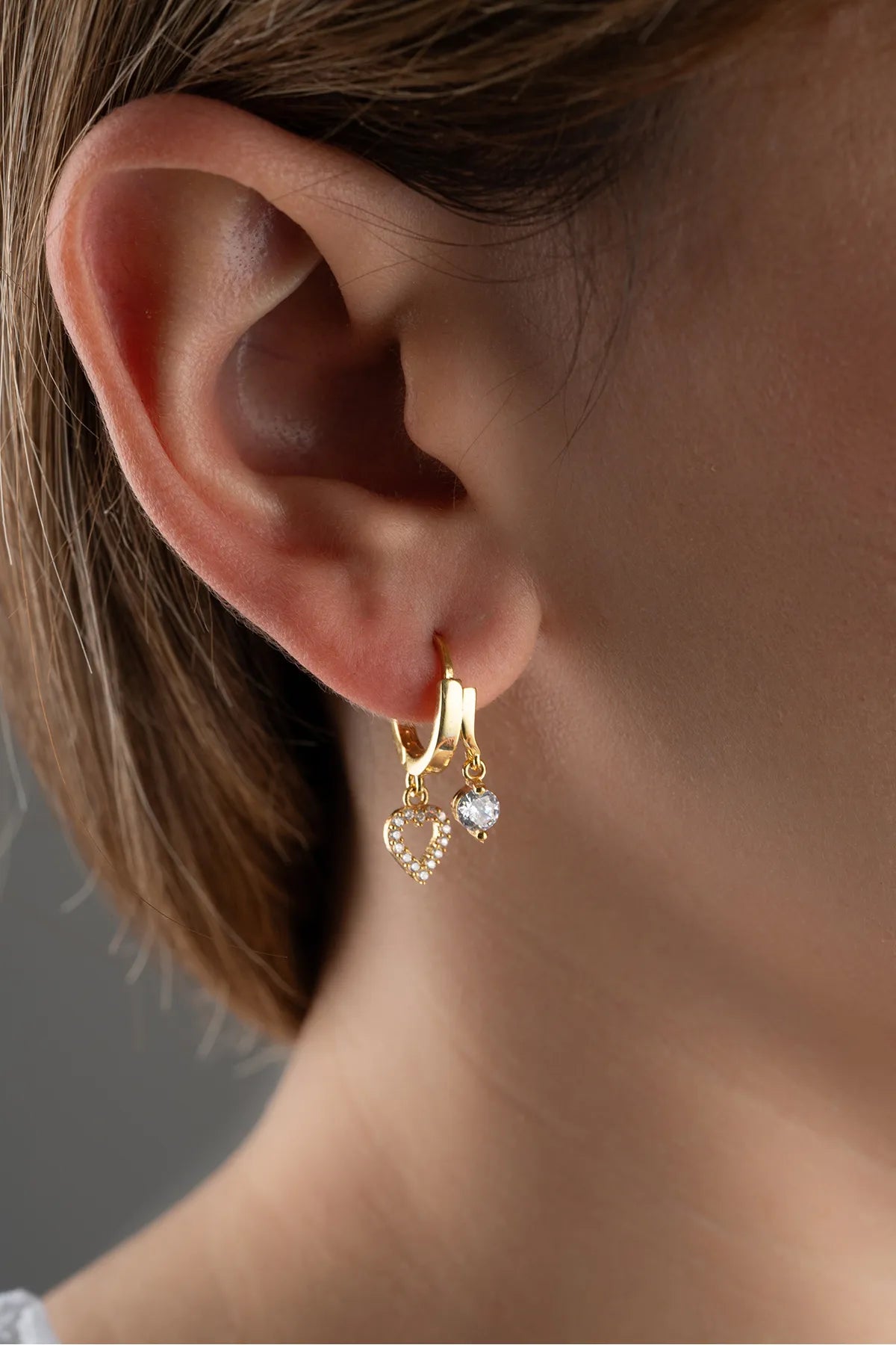 Double Heart Glow – 925 Sterling Zilver Oorbellen