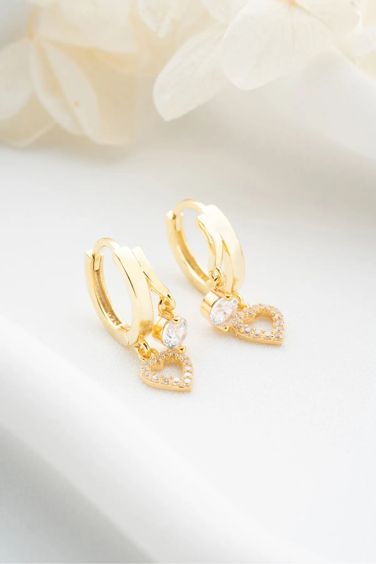 Double Heart Glow – 925 Sterling Zilver Oorbellen