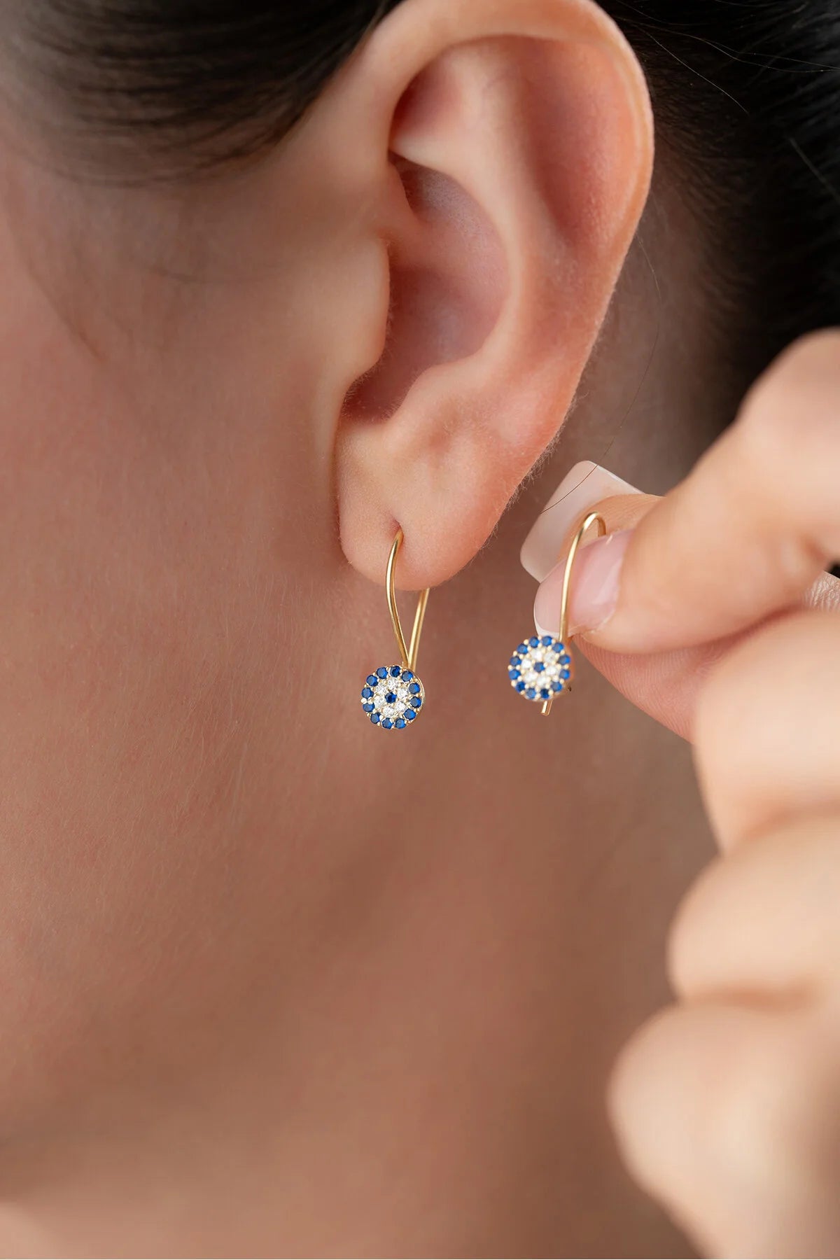 Kinderoorbellen met Oogje – 925 Sterling Zilver & Verguld