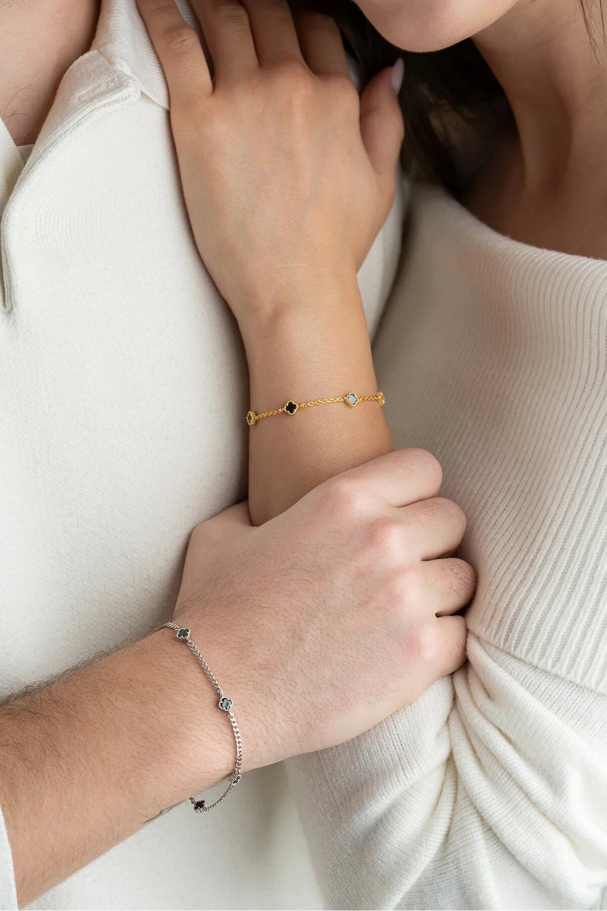 925 Sterling Zilver Klavervier Armband Set voor Koppels