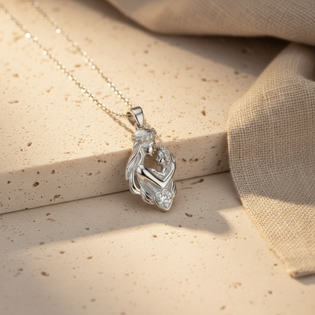 Moeder en Kind Ketting met Zirkonia | 925 Zilver