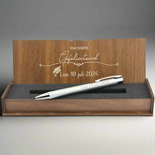 Gepersonaliseerde Balpen - Schrijfset Met Gegraveerde Houten Doos D1