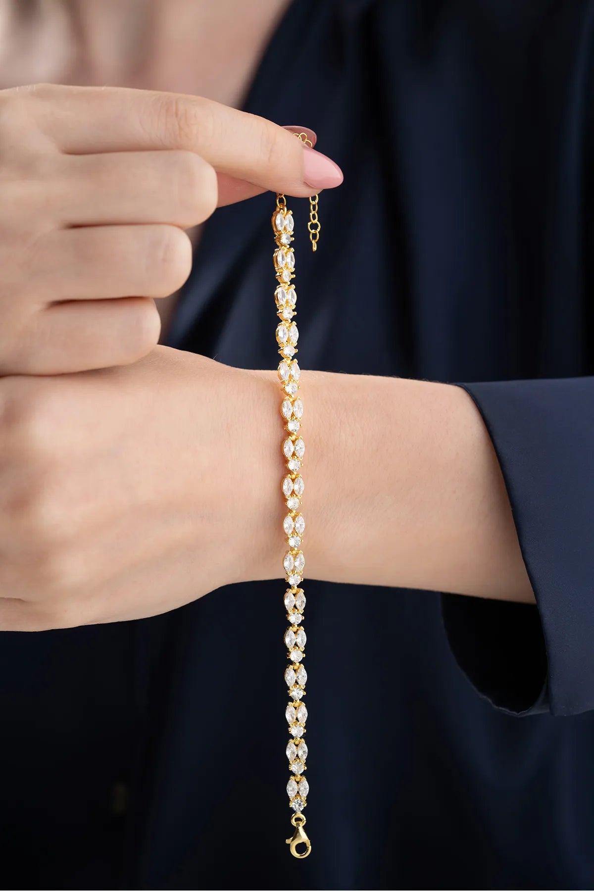 Vergulde Armband met Ovale Steentjes