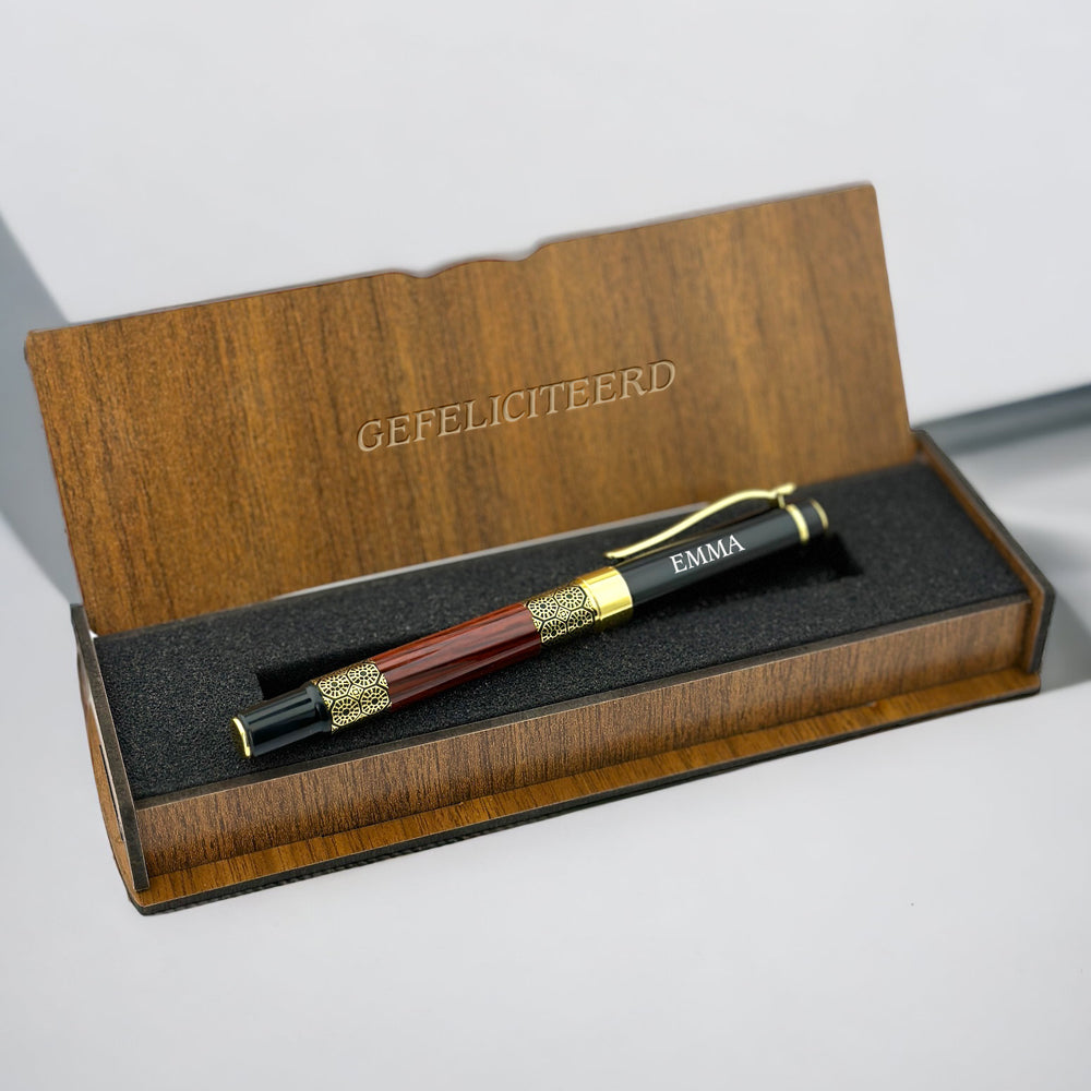 Gepersonaliseerde Pen - Schrijfset met Gegraveerde Houten Doosje