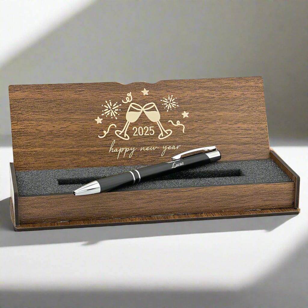 Christmas Gift - Personalized Pen Set - Writing Set with Engraved Wooden Box