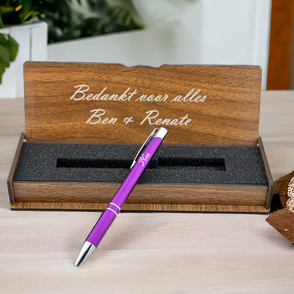 Personalisierter Kugelschreiber – Schreibset mit gravierter Holzbox