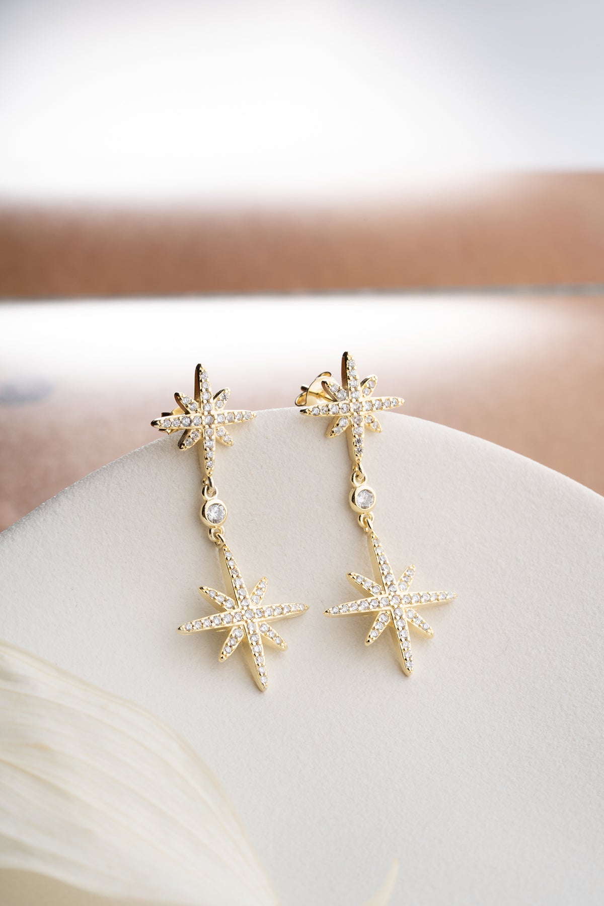Stellalux 925 - Gilded Zirconia star earrings