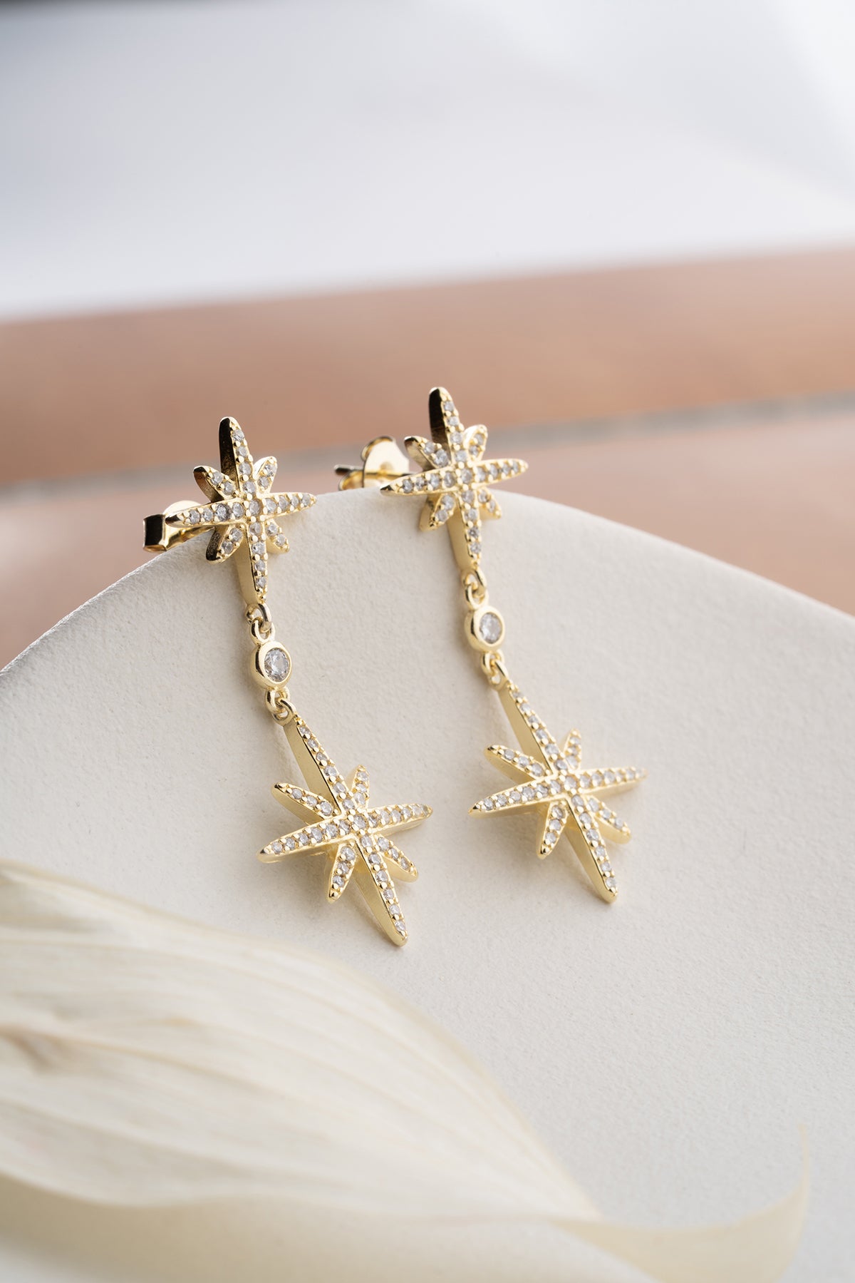 Stellalux 925 - Gilded Zirconia star earrings