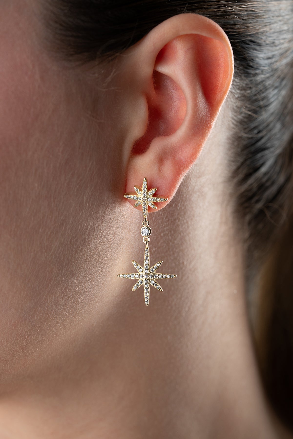 Stellalux 925 - Gilded Zirconia star earrings