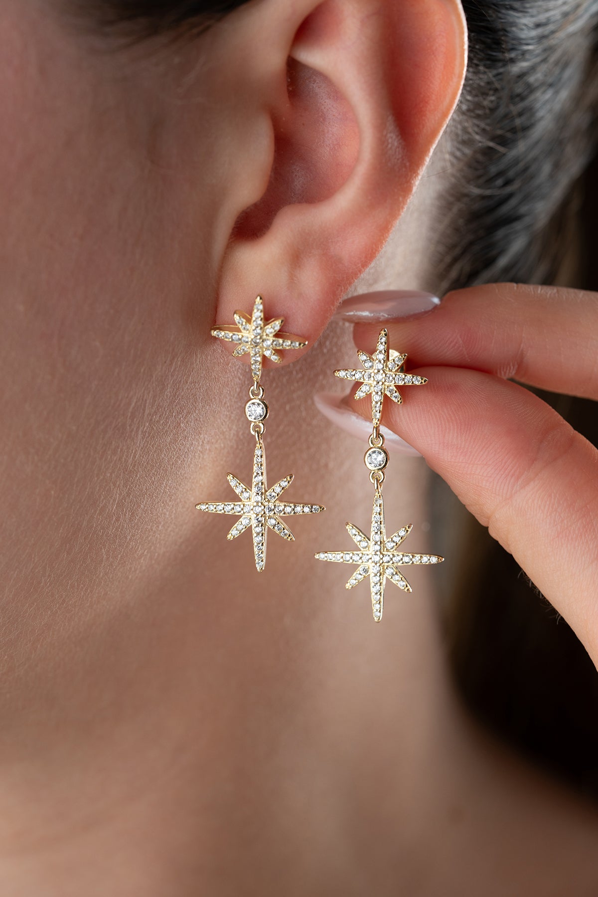 Stellalux 925 - Gilded Zirconia star earrings