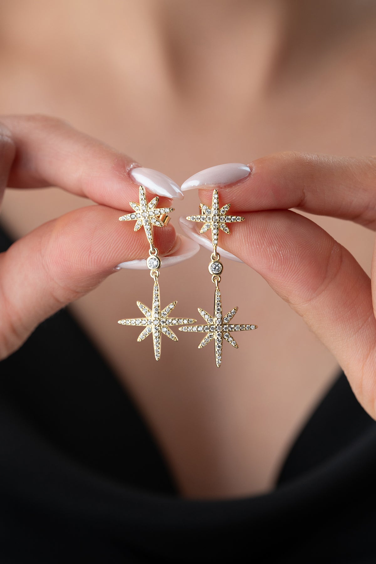 Stellalux 925 - Gilded Zirconia star earrings
