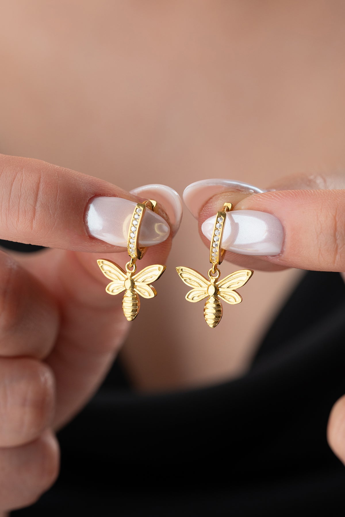 Queenbee bees earrings - 925 sterling silver, gilt