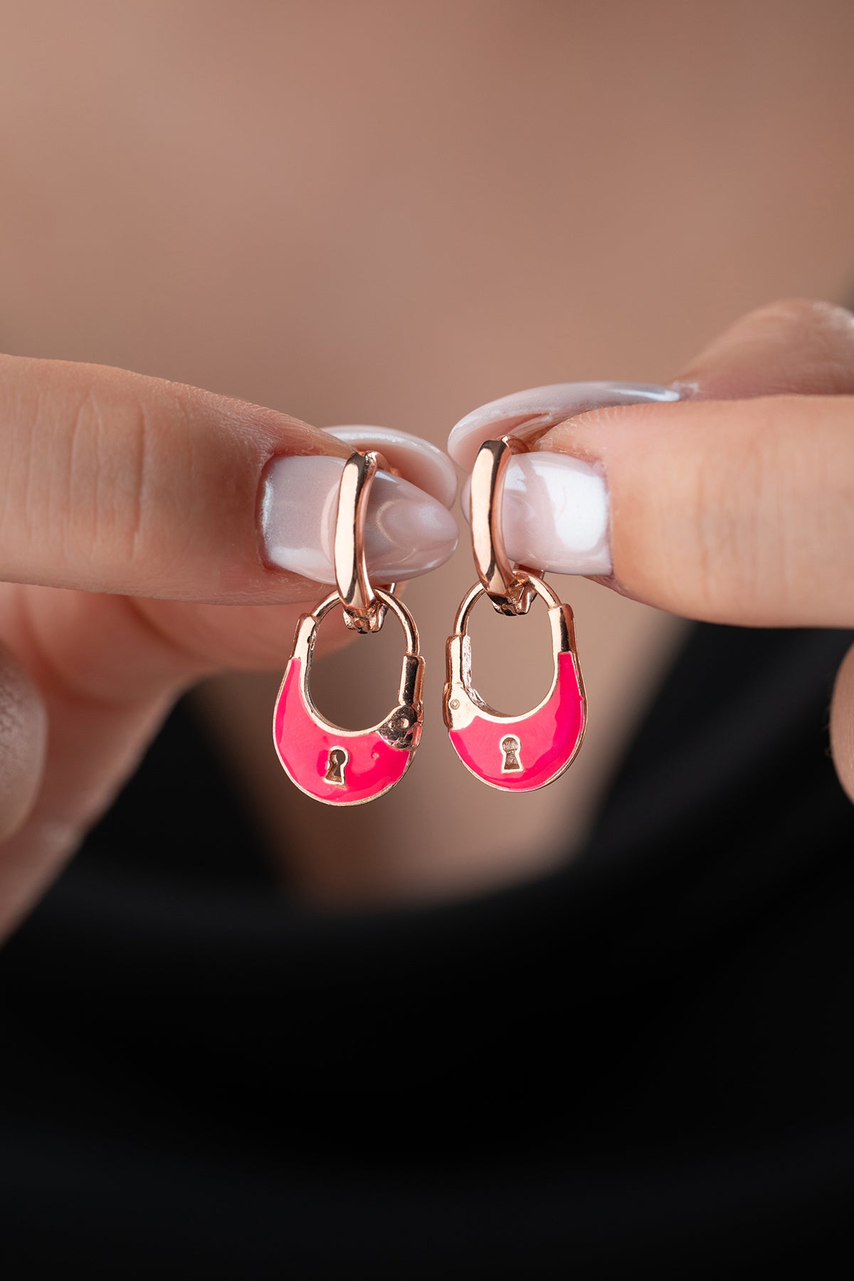 Keylock Earrings - 925 Sterling Silver with Slot -Hangje