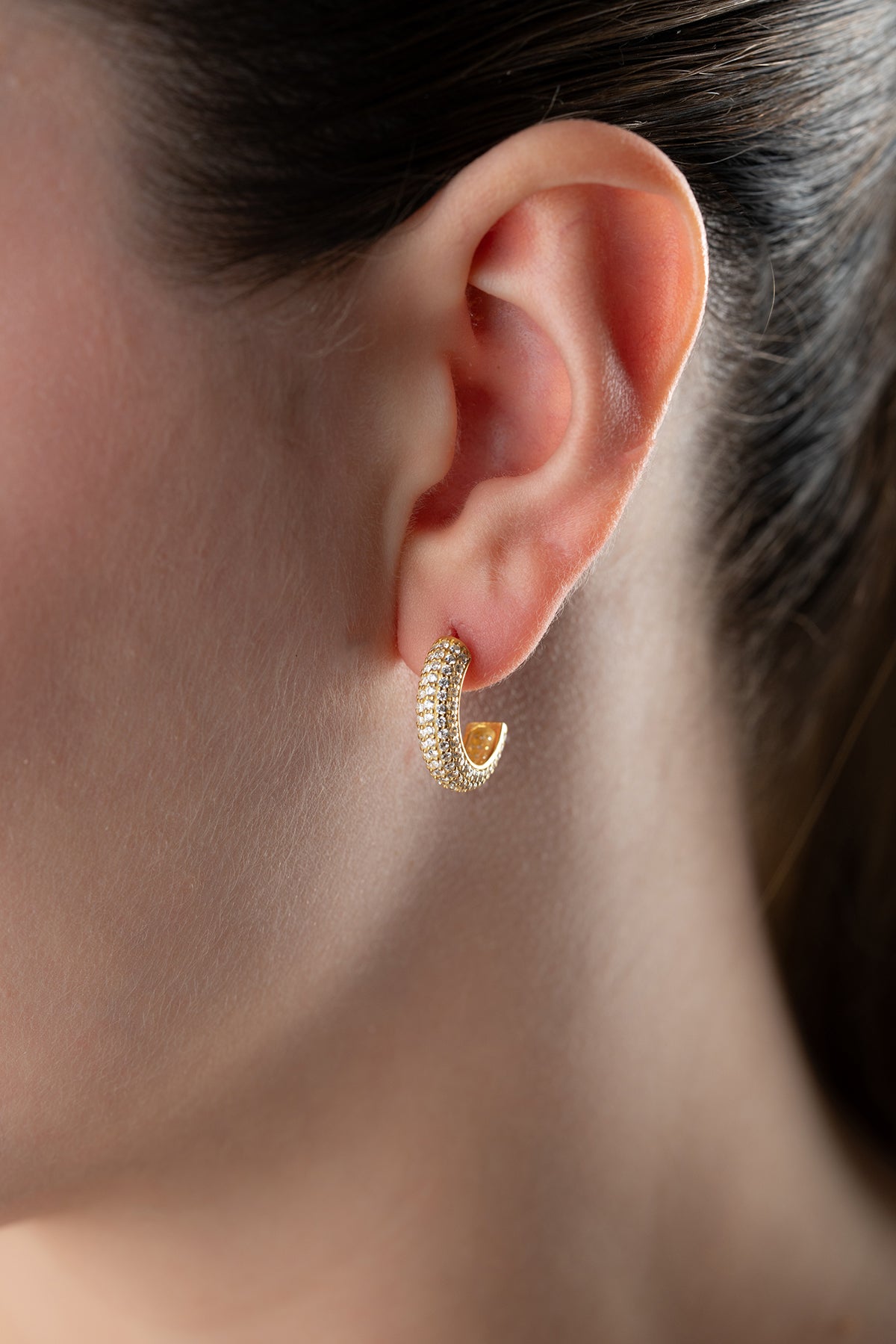 Sparkling half hoop earrings