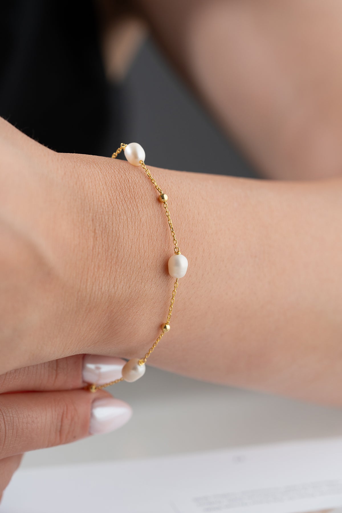 Fijne Armband met Parel en Goud Verguld