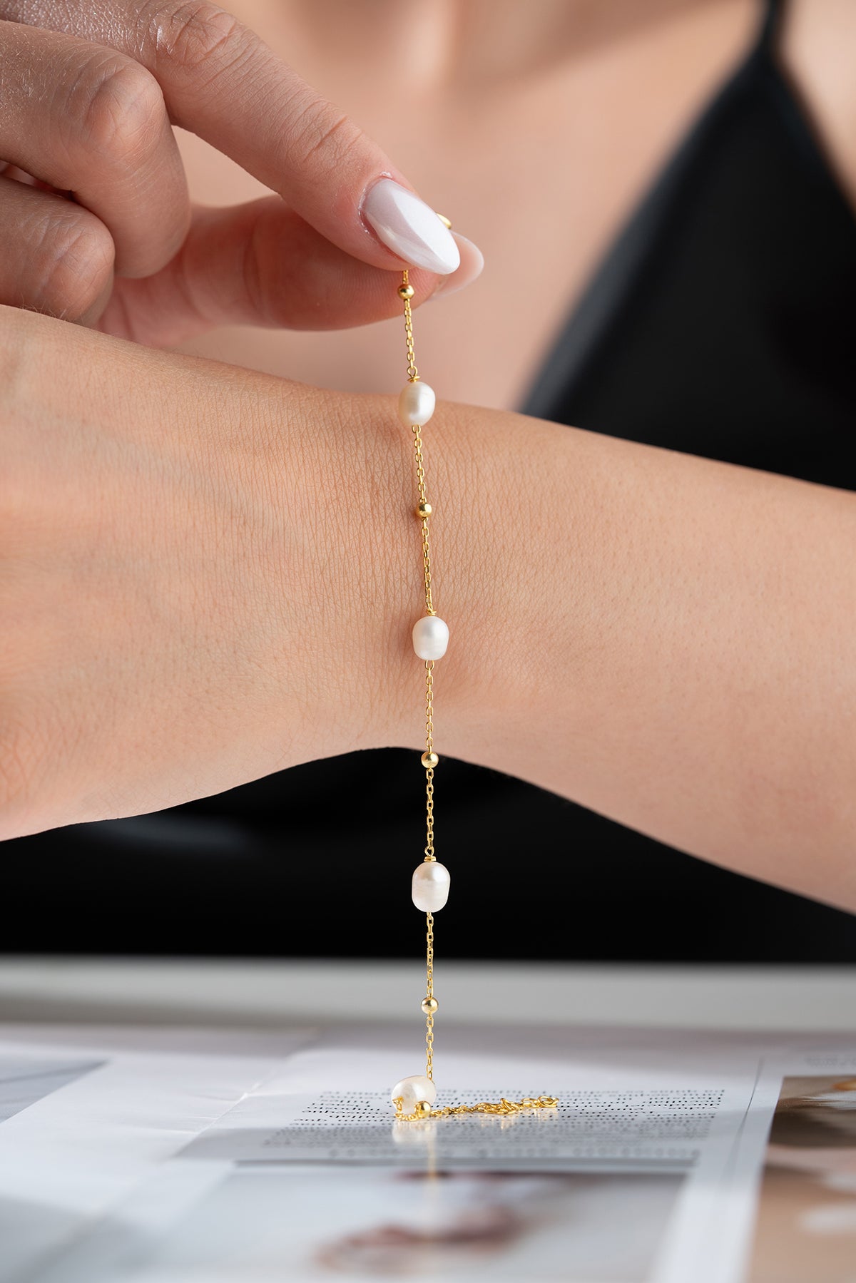 Fijne Armband met Parel en Goud Verguld