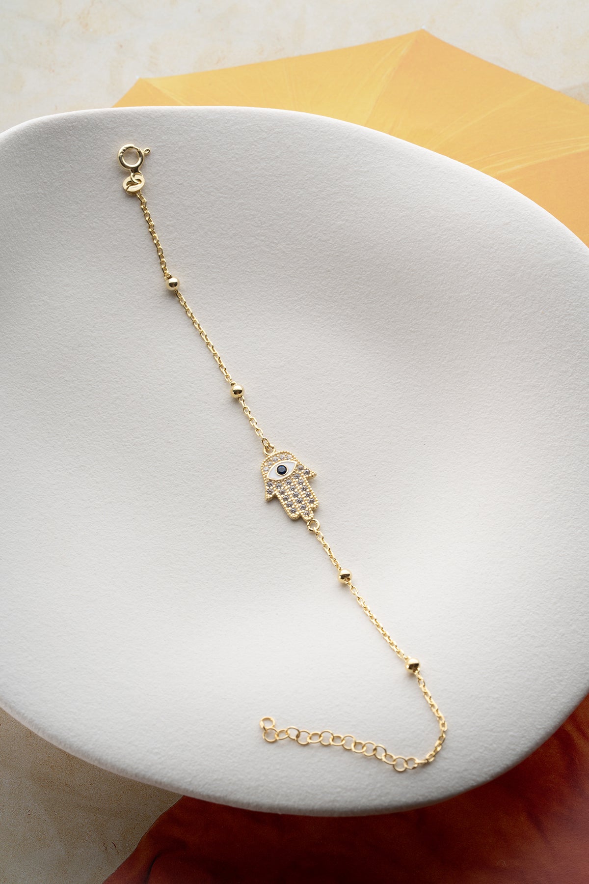Vergulde Armband met Hamsa Hand & Oog