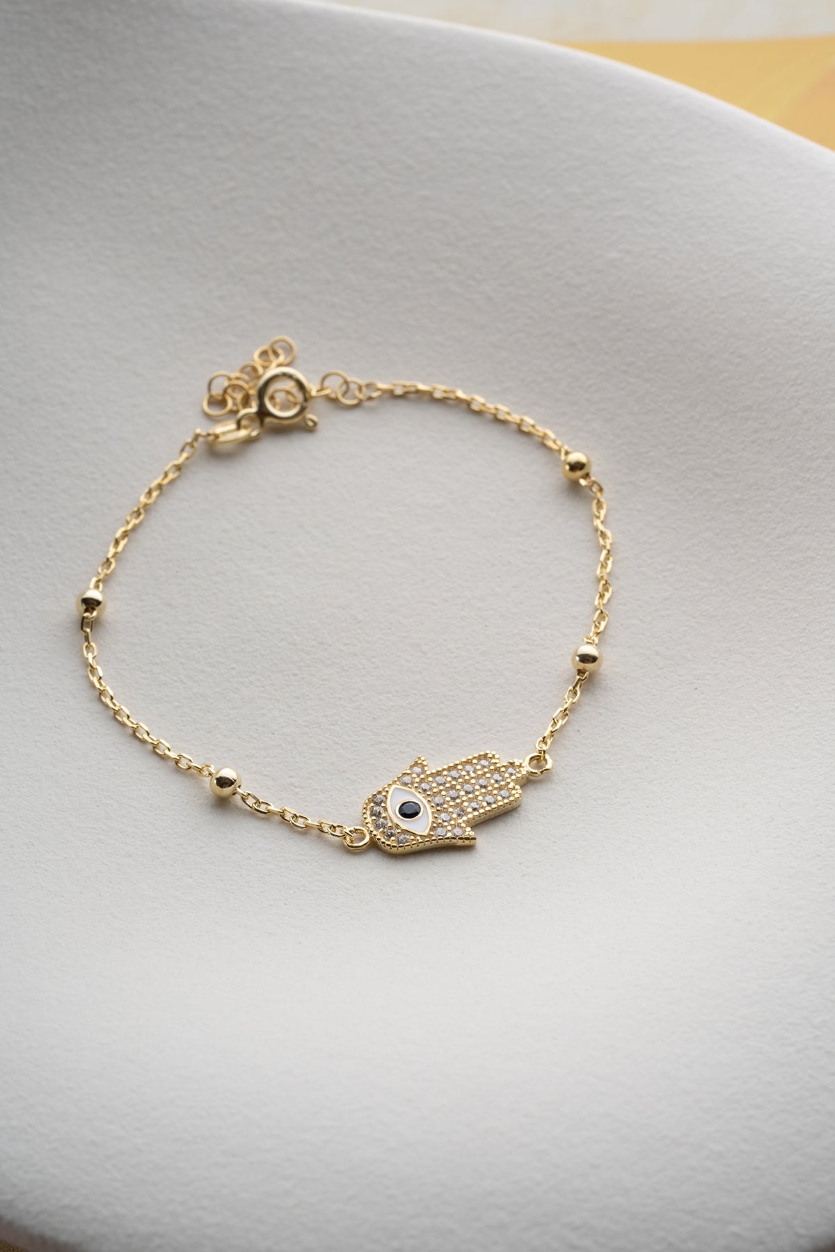 Vergulde Armband met Hamsa Hand & Oog