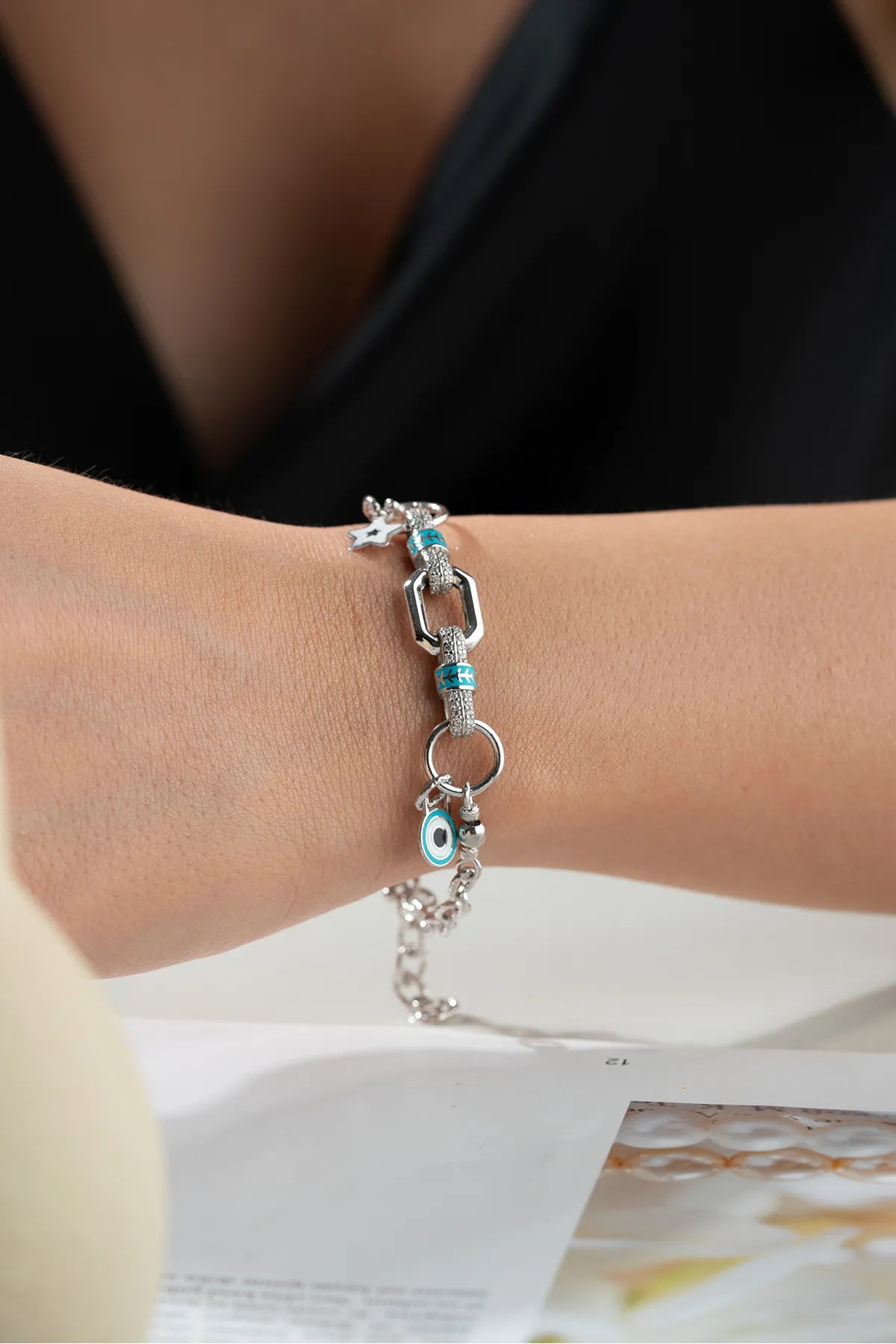 925 Sterling Zilveren Trend Armband met Bedels