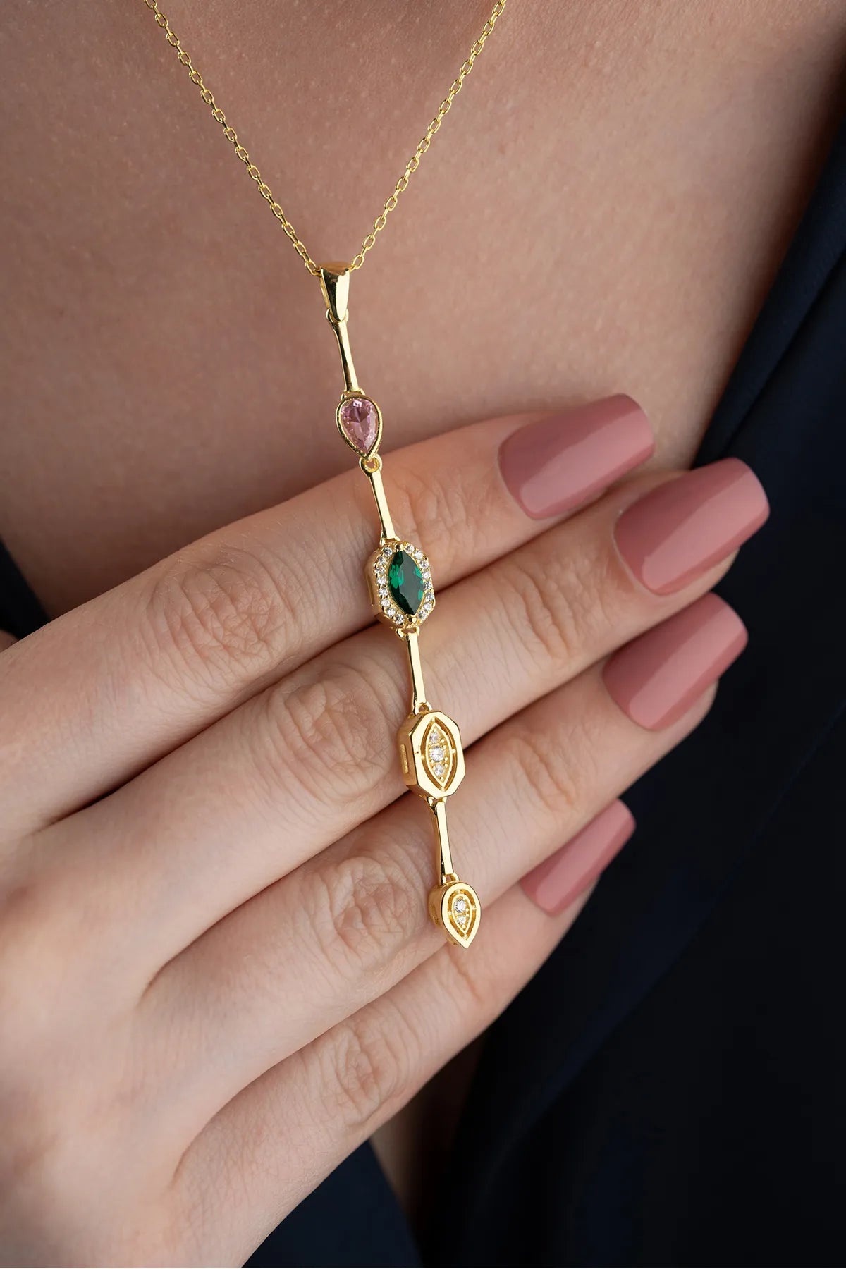 Serenay Ketting van 925 Zilver met Kleurrijke Stenen
