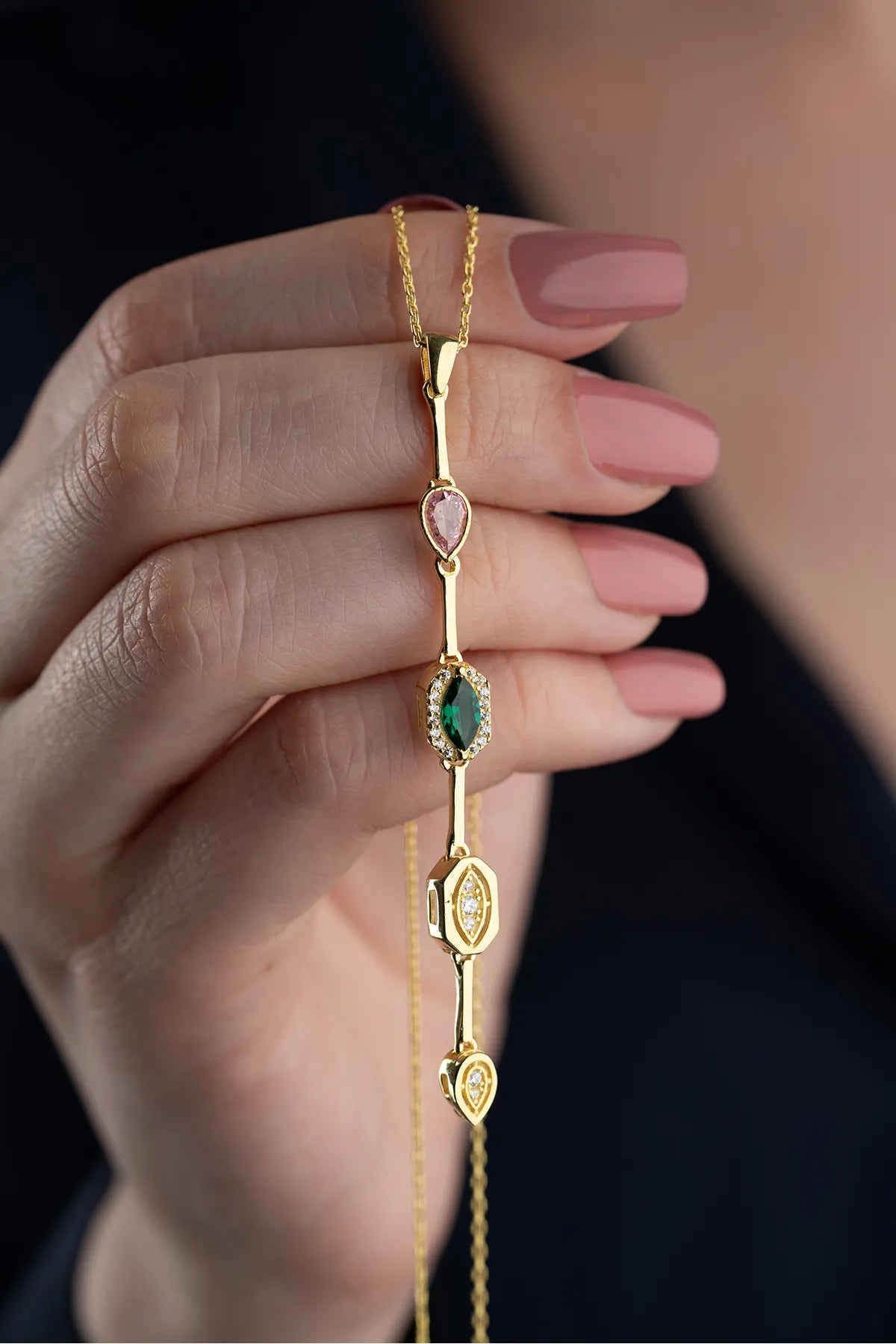 Serenay Ketting van 925 Zilver met Kleurrijke Stenen