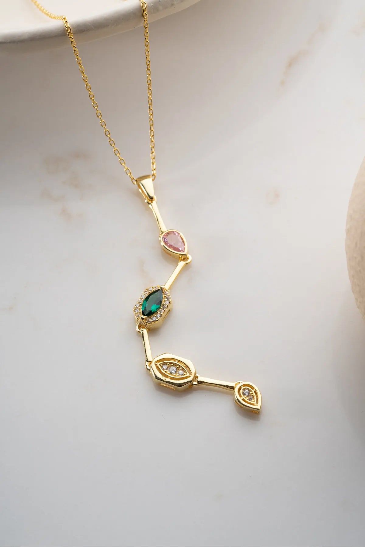 Serenay Ketting van 925 Zilver met Kleurrijke Stenen