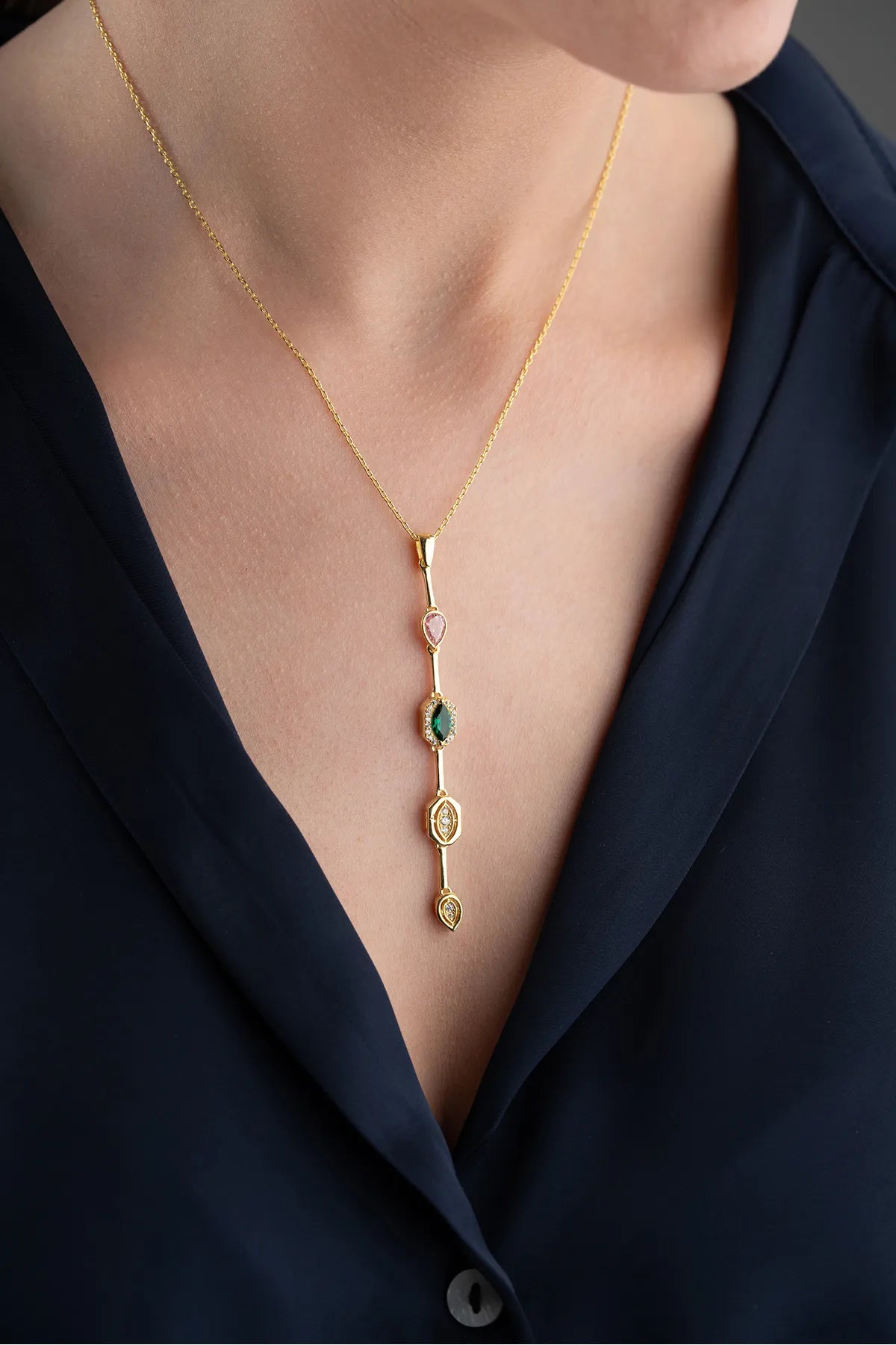 Serenay Ketting van 925 Zilver met Kleurrijke Stenen