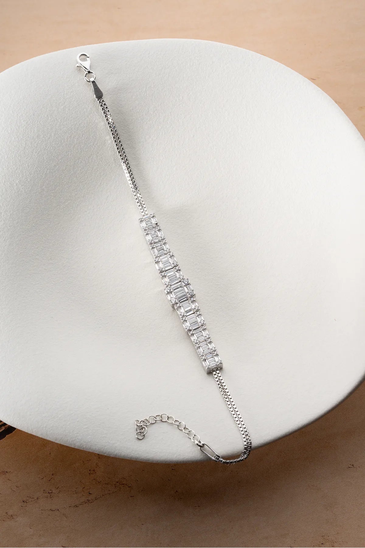 925 Zilveren Armband met Baguette Stenen