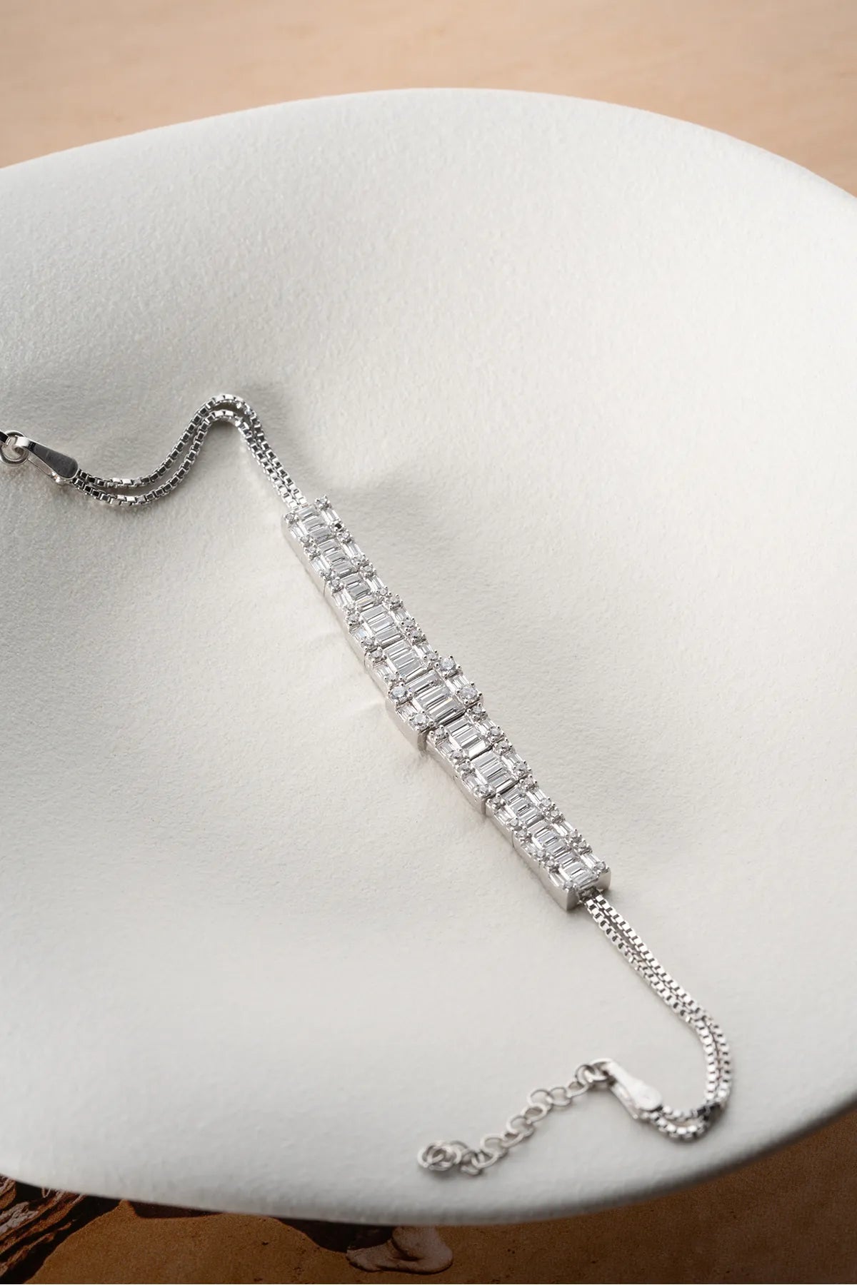 925 Zilveren Armband met Baguette Stenen