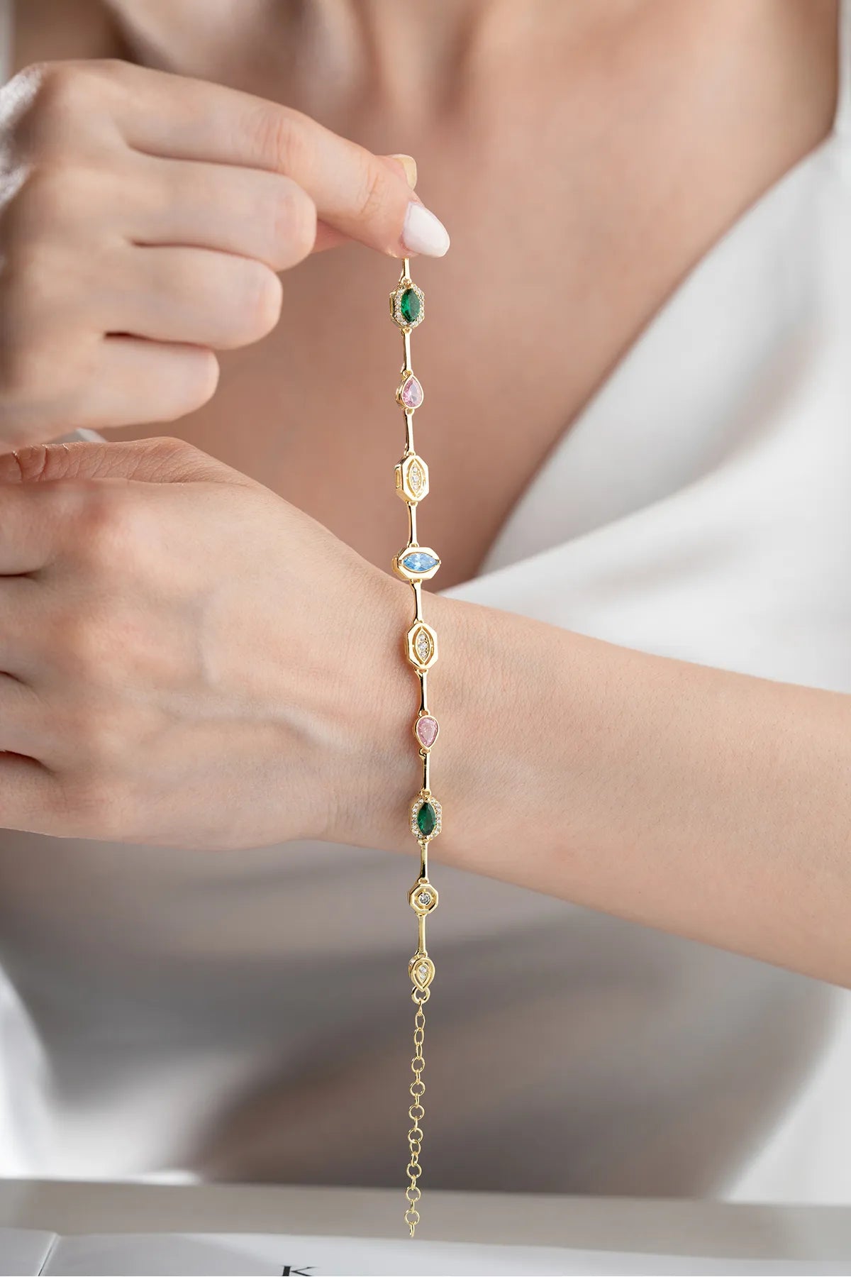925 Sterling Zilveren Trend Armband met Zirkoonstenen