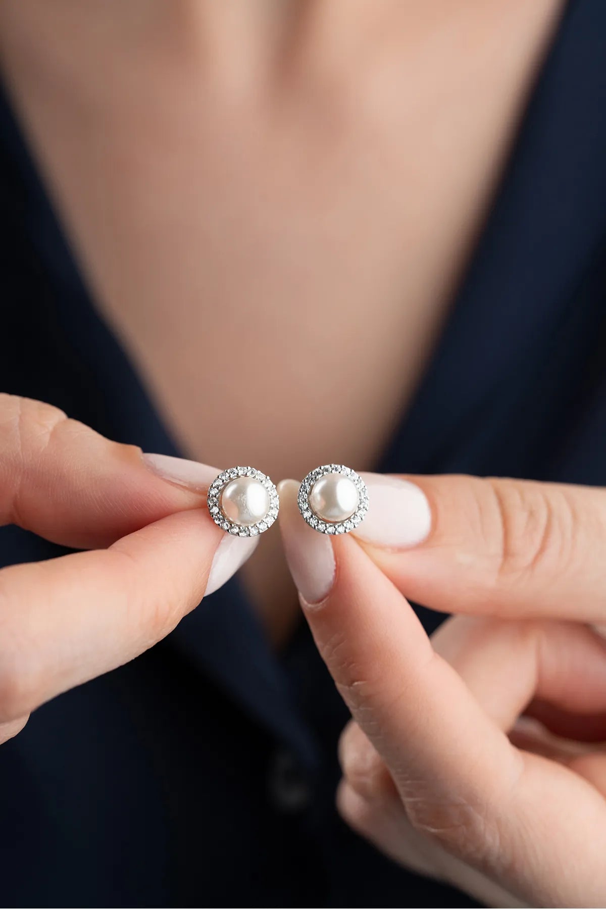 925 Sterling silver earrings with pearl and zirconia