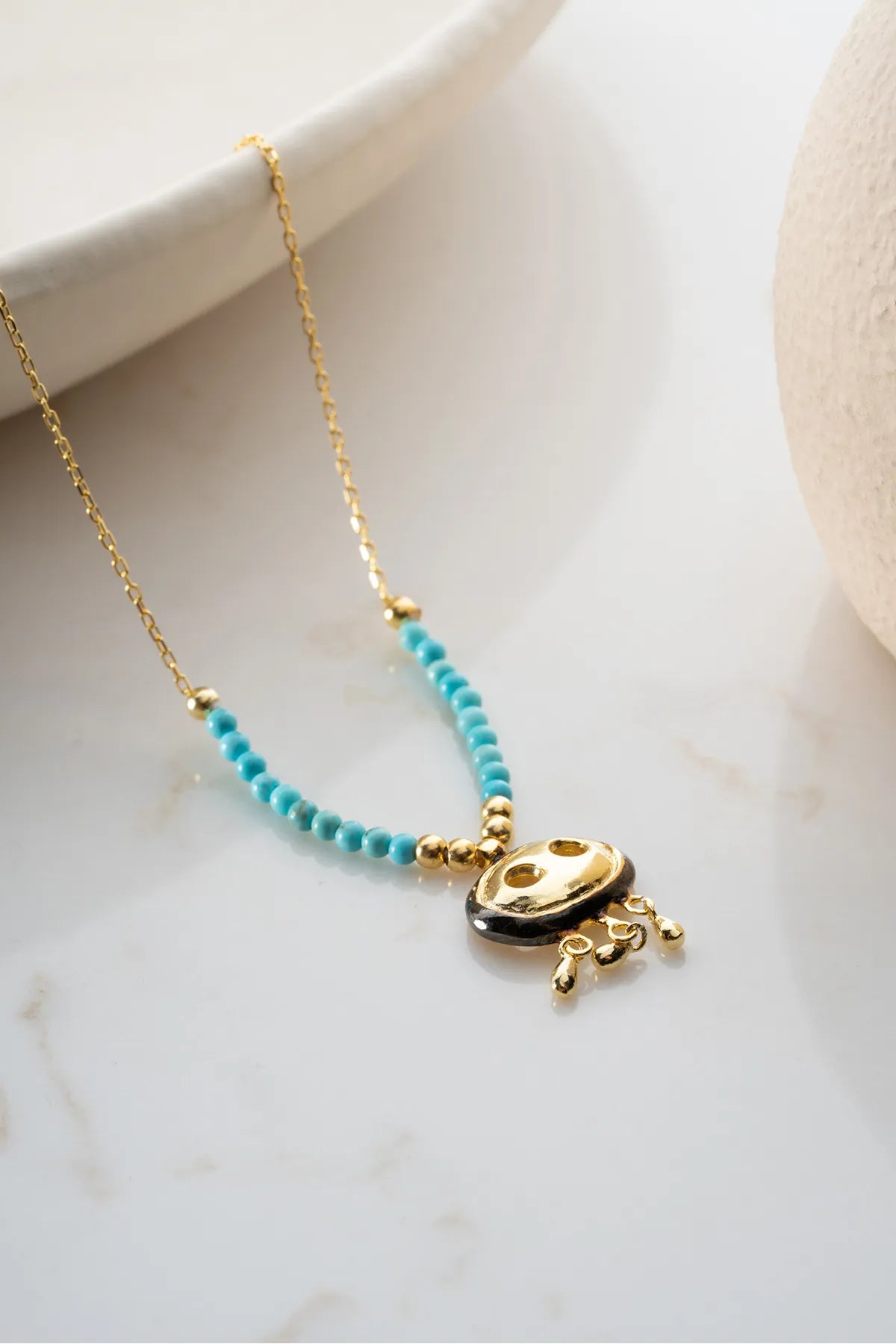 925 Sterling Silber Halskette mit syrischem Auge und Perlen
