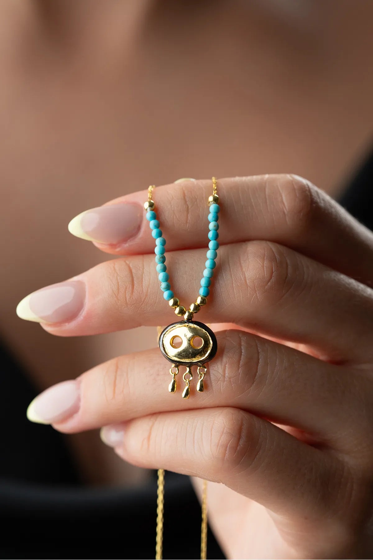 925 Sterling Silber Halskette mit syrischem Auge und Perlen