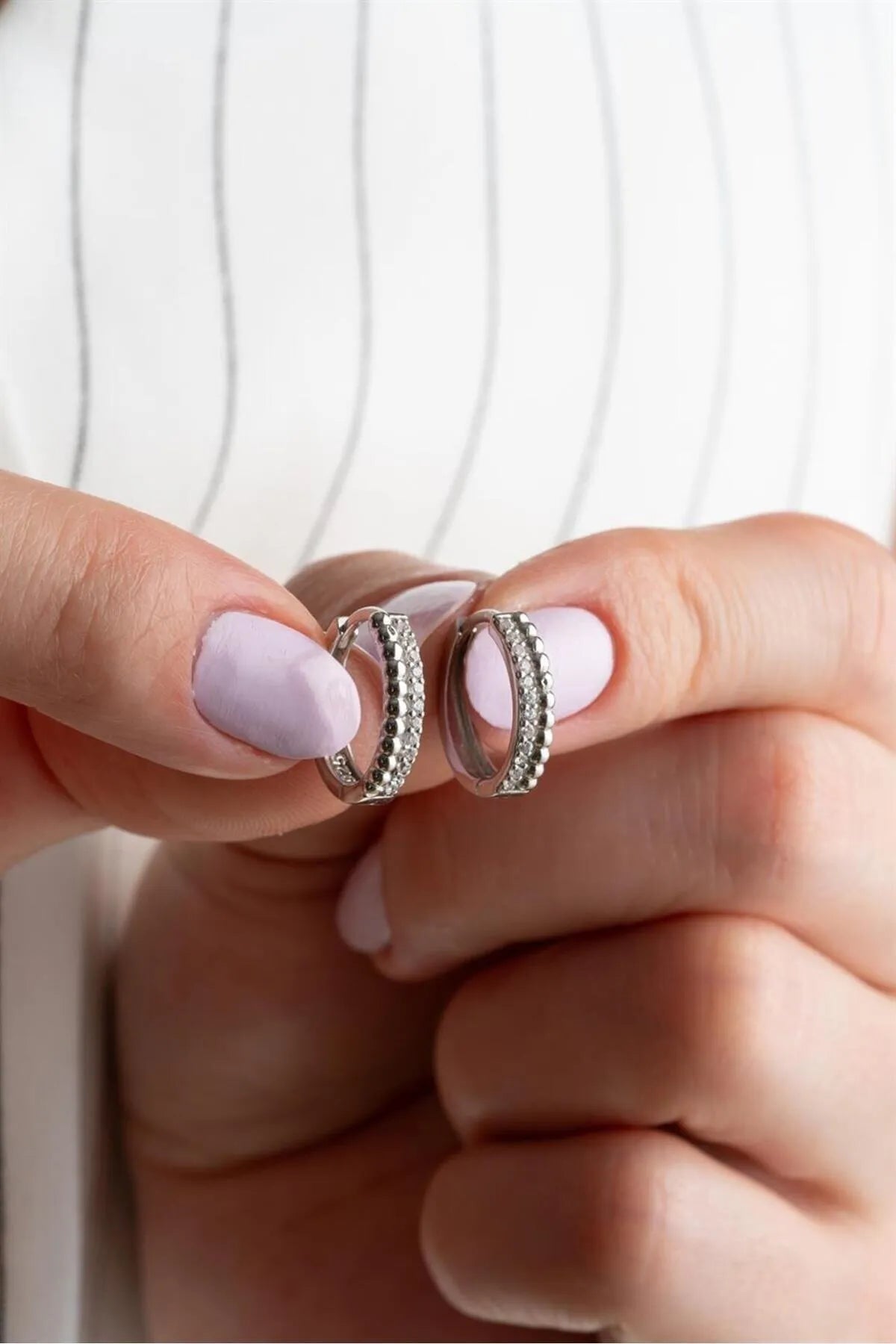 925 Sterling Zilveren Creolen met Bolletjes en Steentjes