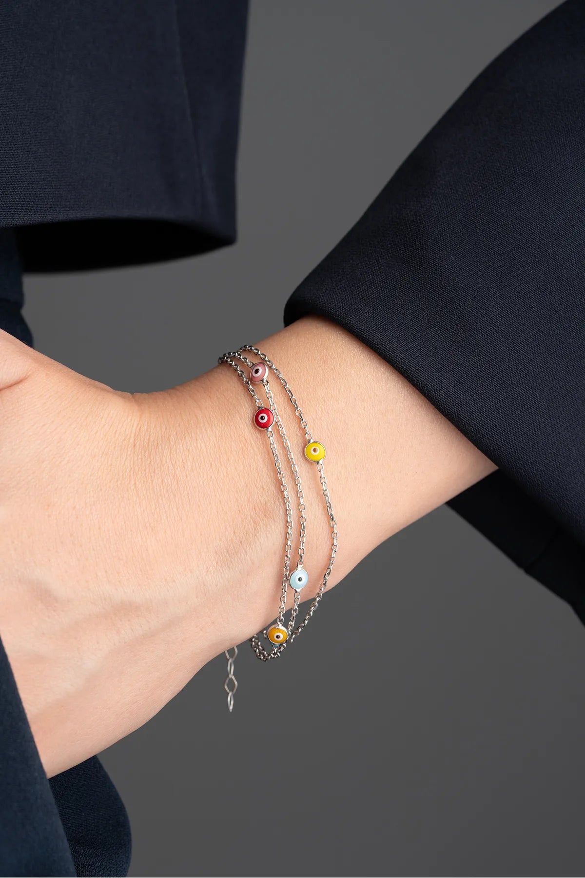 Boze Oog Armband Meerkleurig – 925 Zilver – Blue Aura