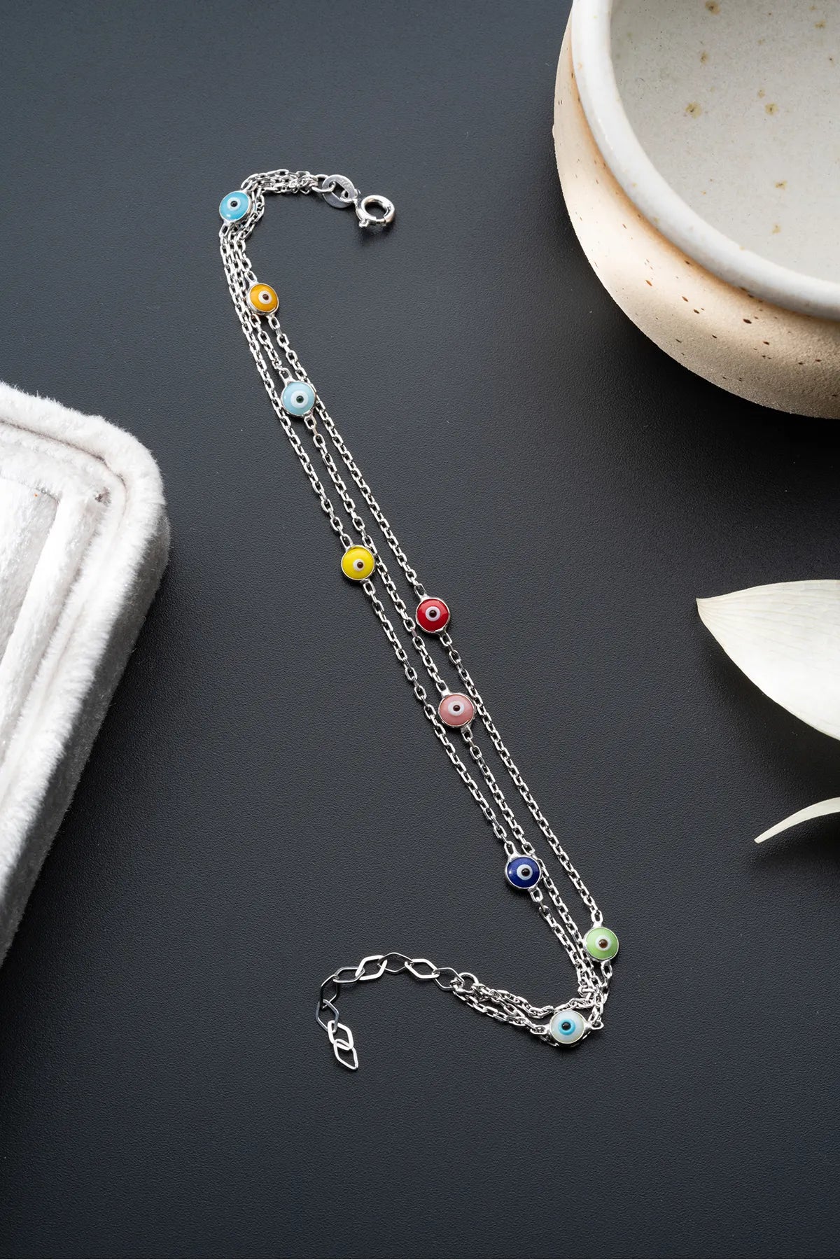 Boze Oog Armband Meerkleurig – 925 Zilver – Blue Aura