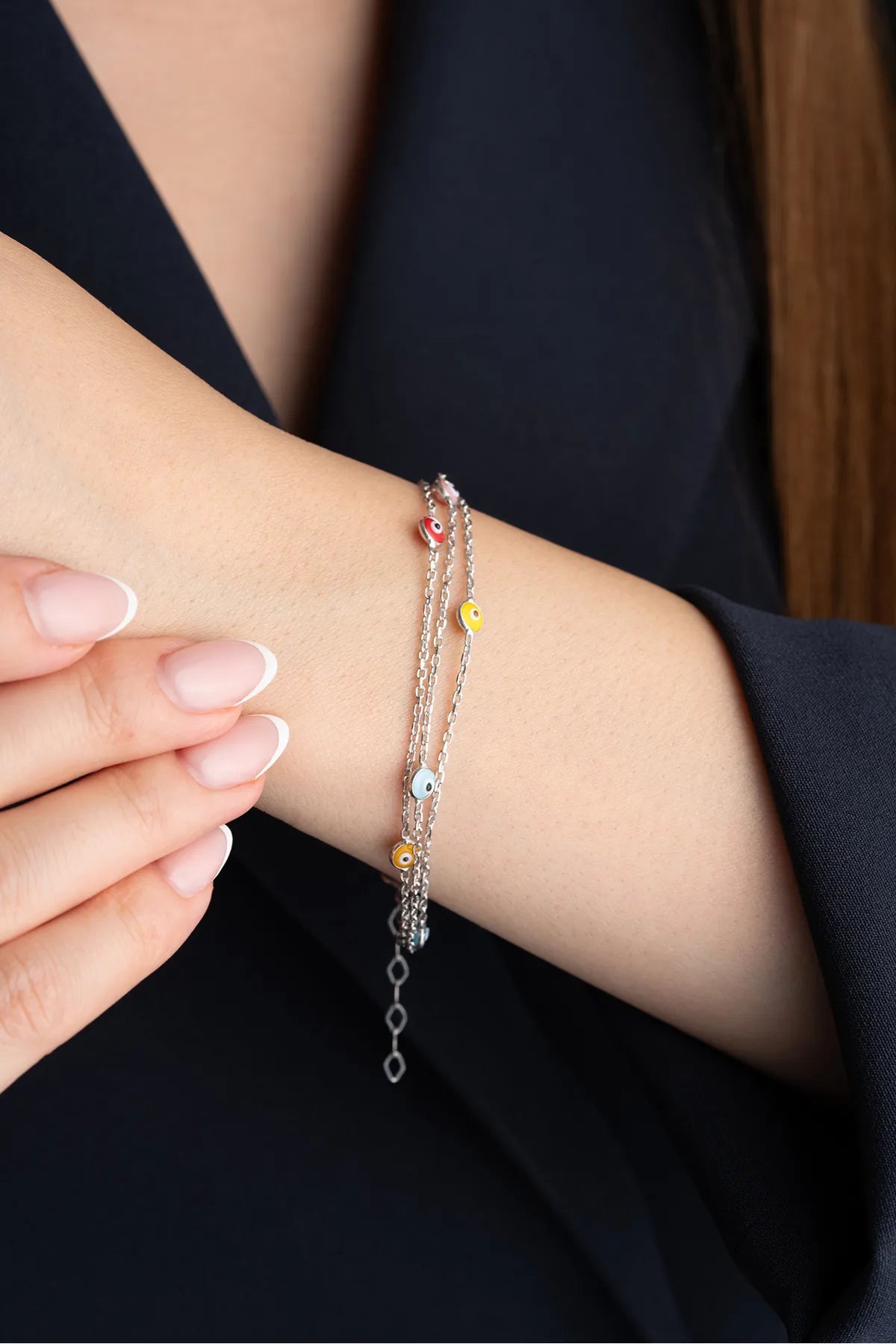 Boze Oog Armband Meerkleurig – 925 Zilver – Blue Aura