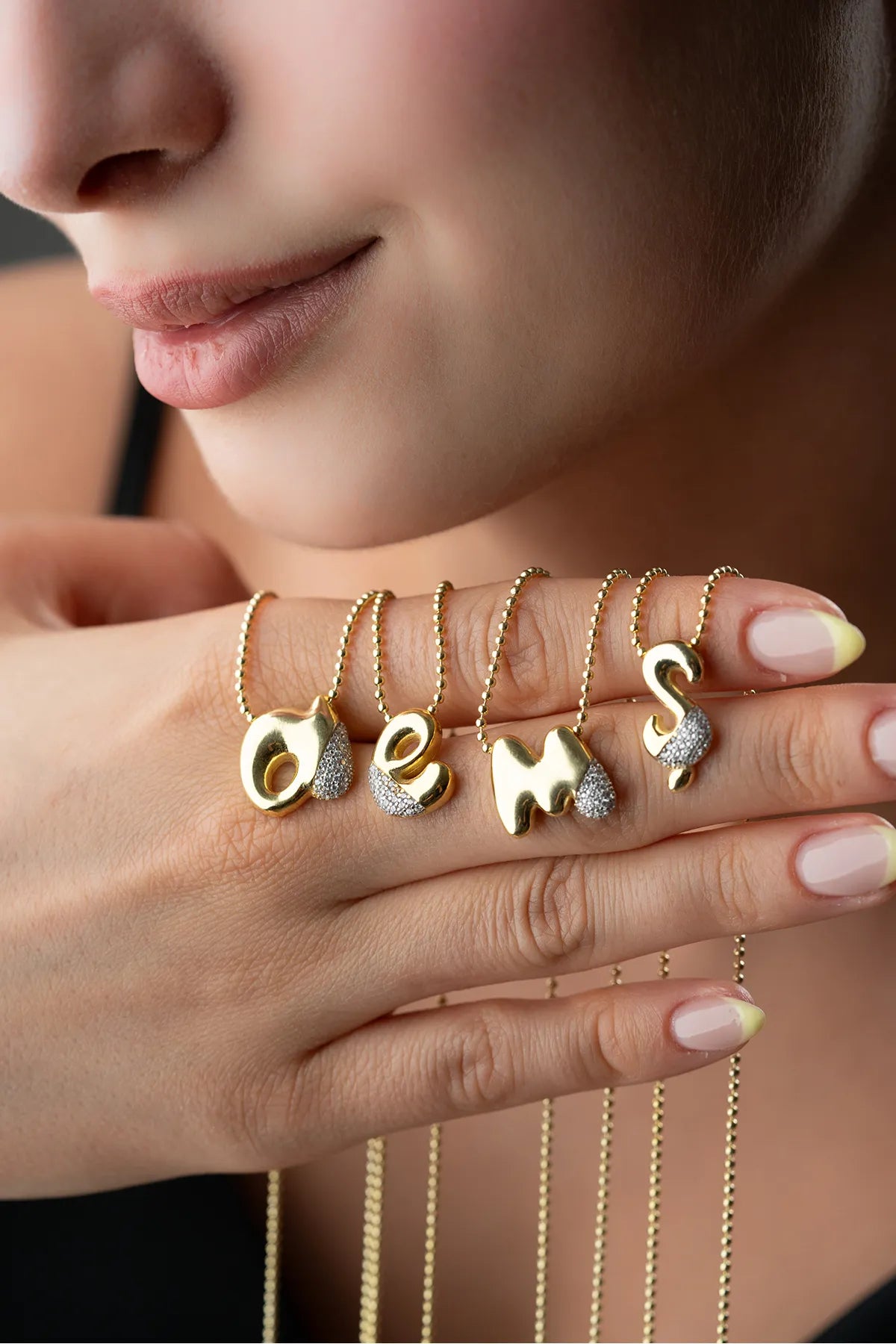 925 Sterling Silber -Buchstabenkette mit Steinen
