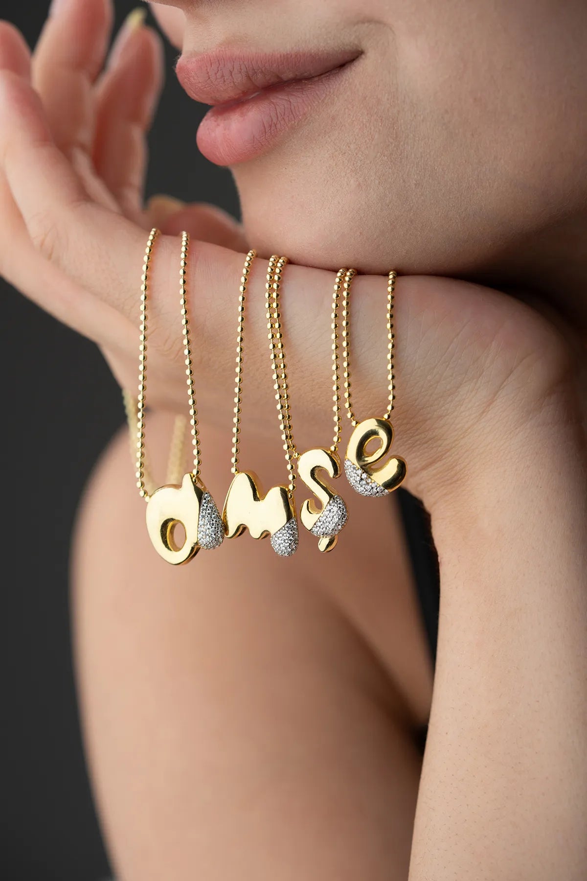925 Sterling Silber -Buchstabenkette mit Steinen