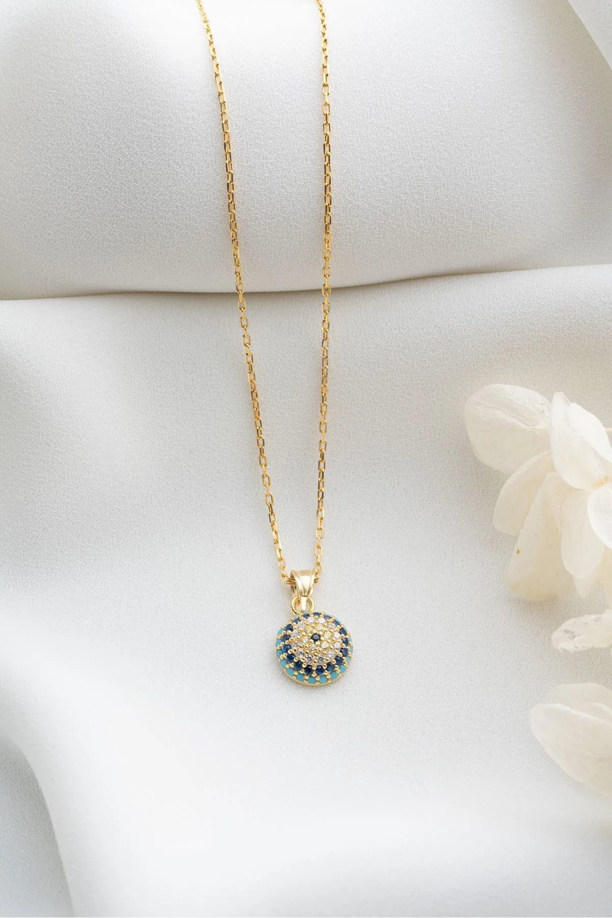 Vergulde 925 Sterling Zilveren Ketting met Oogbedel