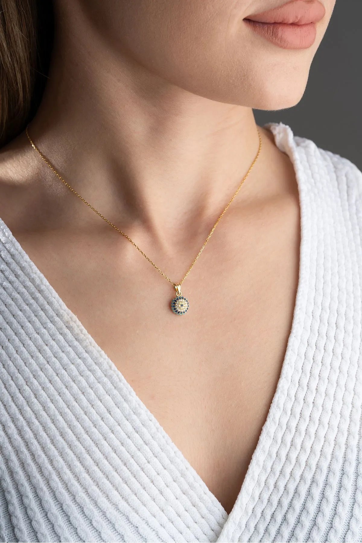 Vergulde 925 Sterling Zilveren Ketting met Oogbedel
