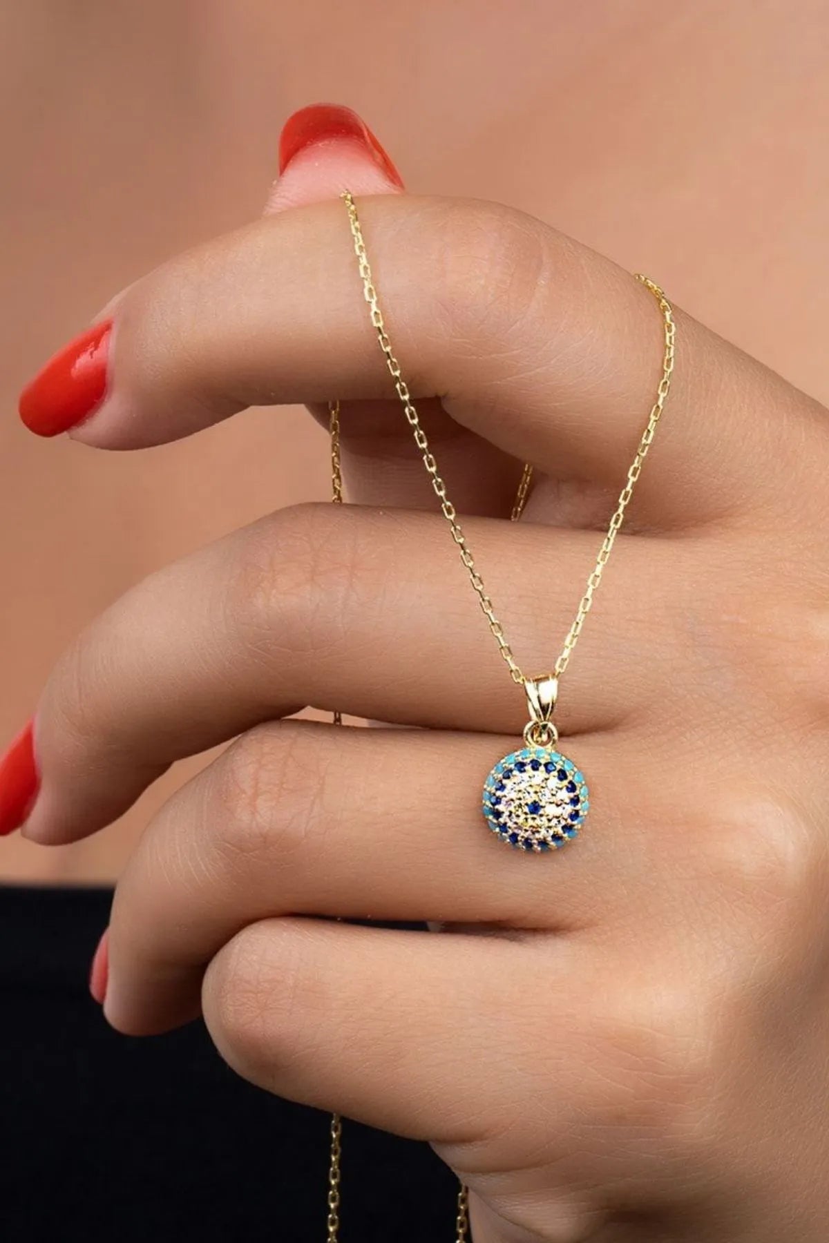 Vergulde 925 Sterling Zilveren Ketting met Oogbedel
