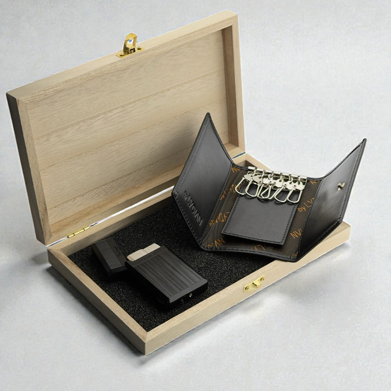 Personalized Leather Keychain & Lighter Gift Set