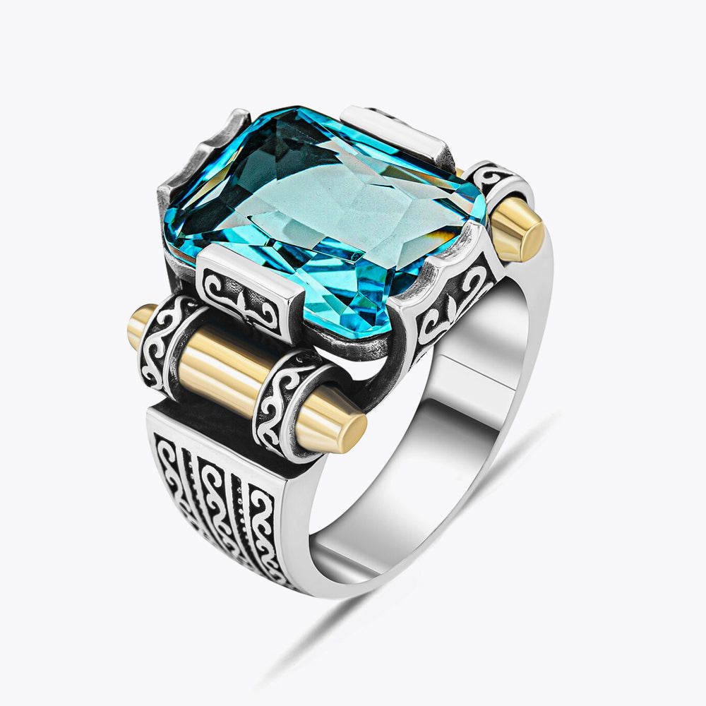 Herenring Met Blauwe Steen CLMR0162