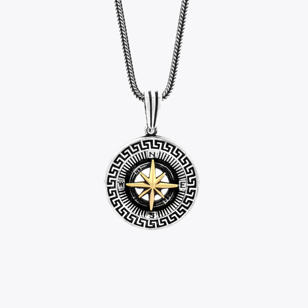 Heren ketting met kompashanger in sterling zilver CLMR0270