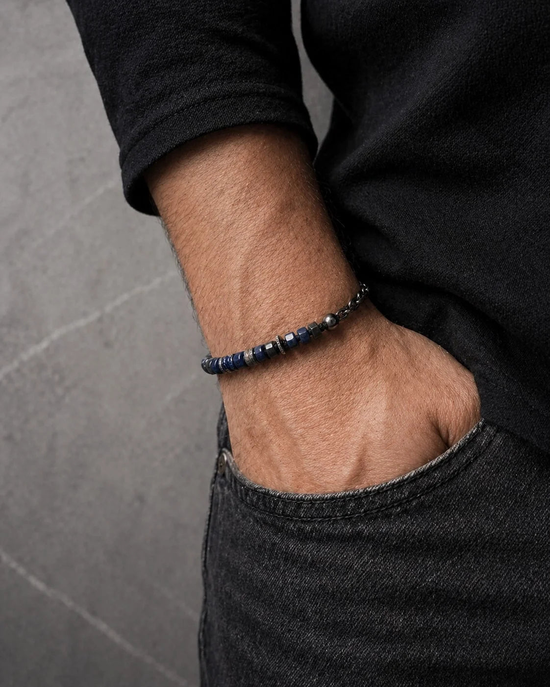 Lapis Lazuli Macramé Herenarmband | 925 Zilver