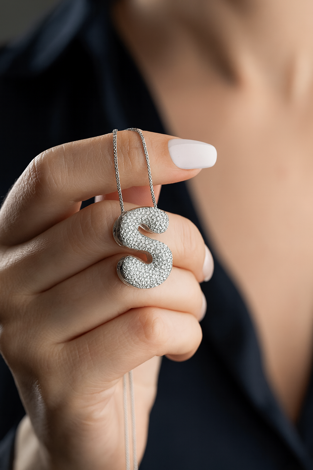 Ballon Letter Ketting – 925 Zilver – Met Zirkonia Steentjes